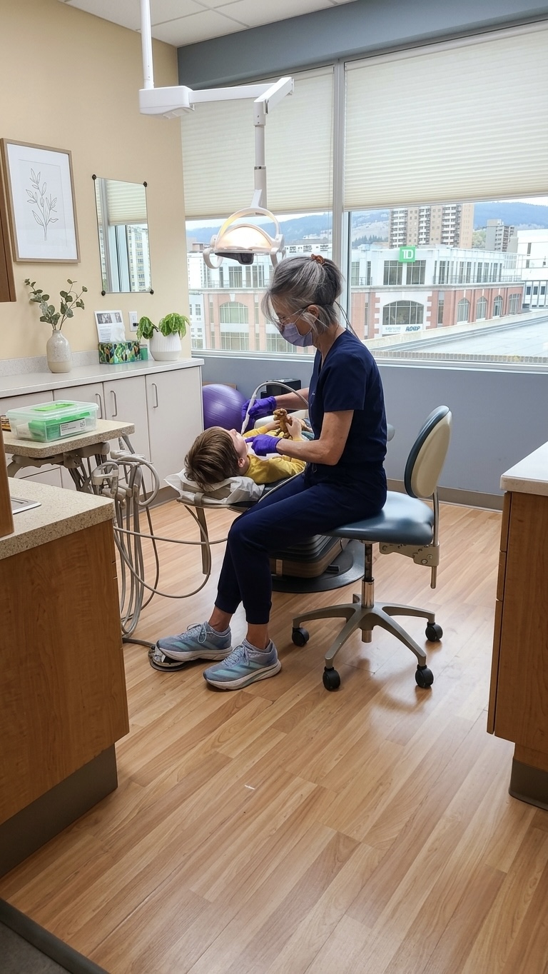 Blue Bird Dental team member providing gentle dental care for a child