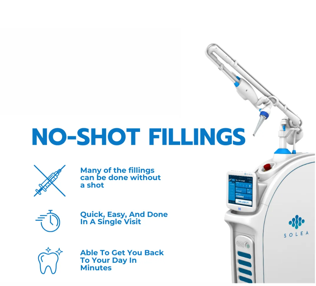 Solea manufacturer graphic describing no-shot fillings